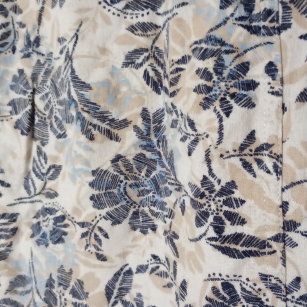 Linen Blend Christopher & Banks Large Blue Tan Cream Floral Summer Jacket Coasta - Picture 7 of 7